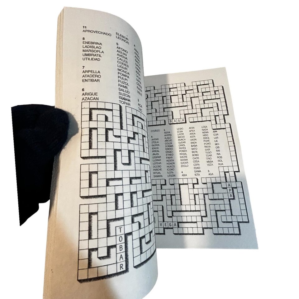 Crucigrama KIOSTRO por dentro — grid y lista de pistas numeradas