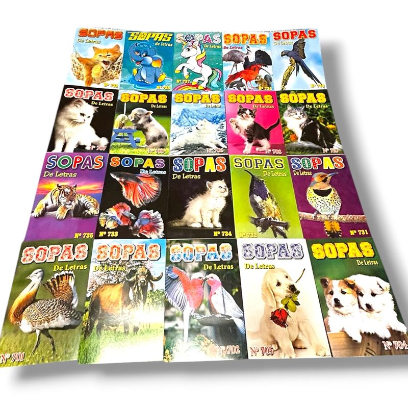 Abanico de portadas de revistas Sopas de letras KIOSTRO